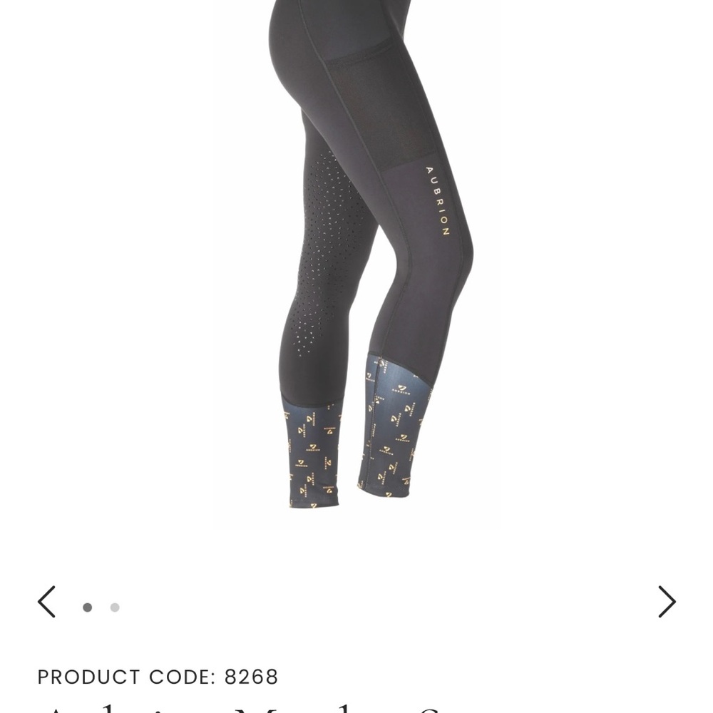 Kids Black Performance Riding Tights with Patterned Cuffs